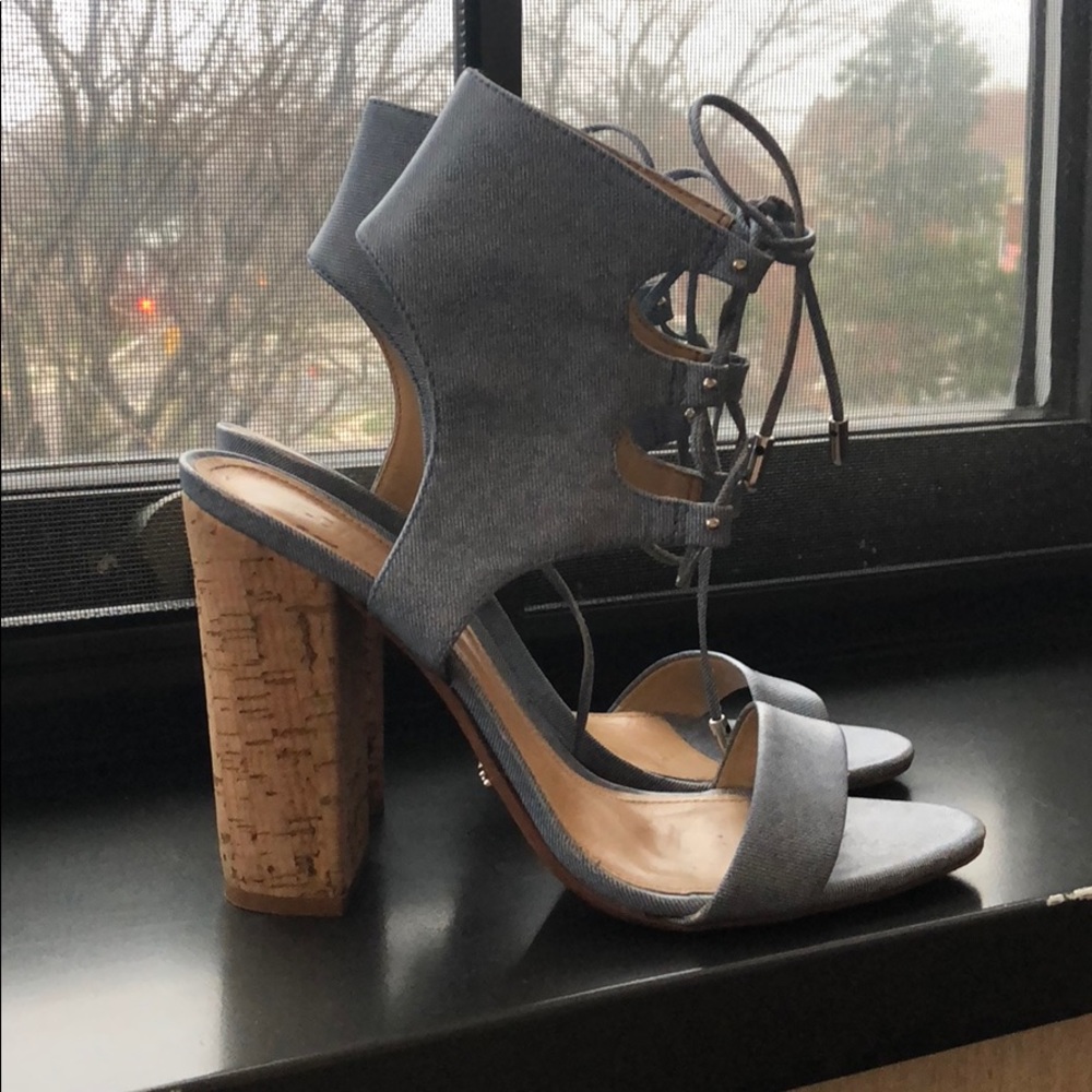 Schutz denim cork sandals.  GORGEOUS. Sz 8.